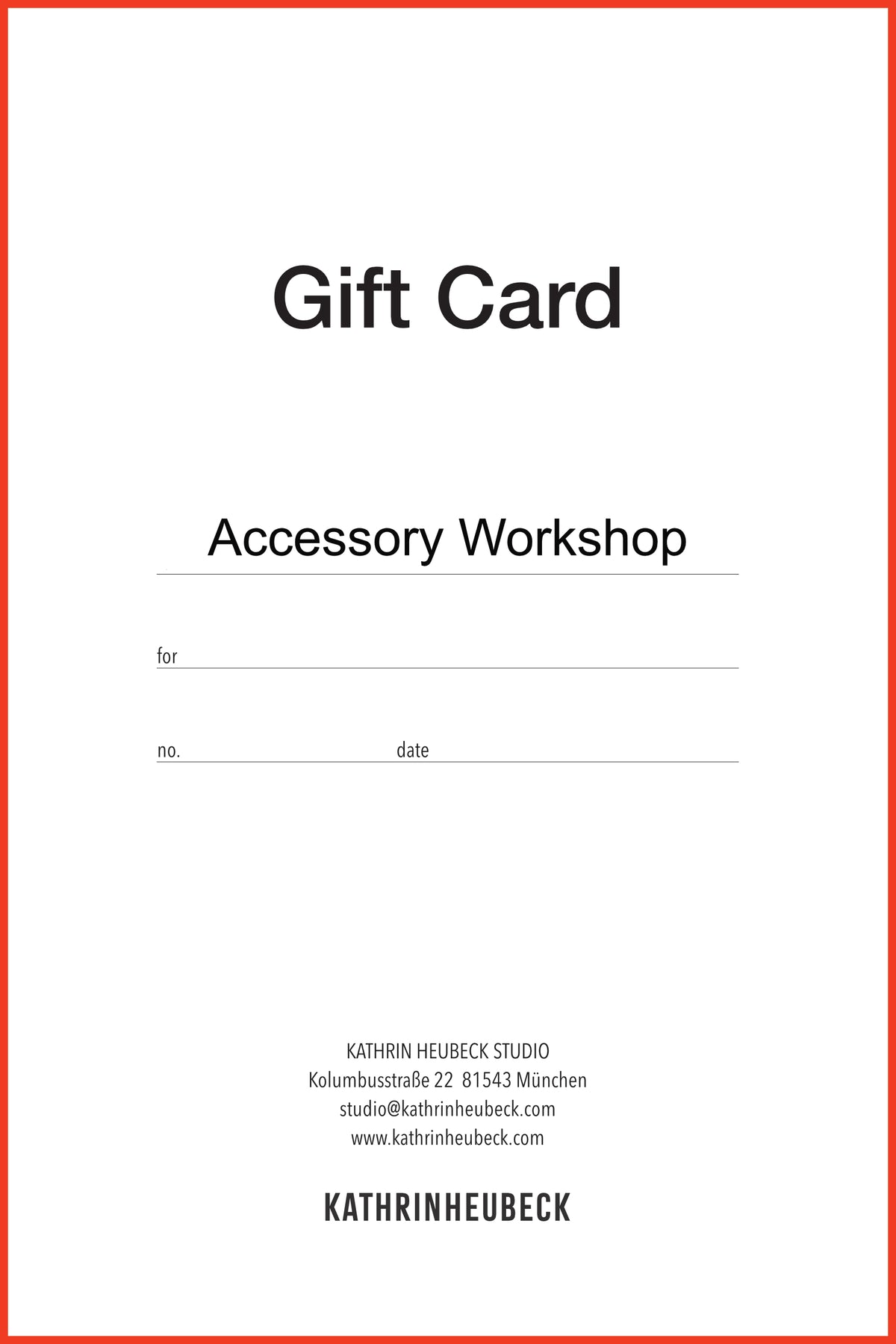 WORKSHOP GIFT CARD
