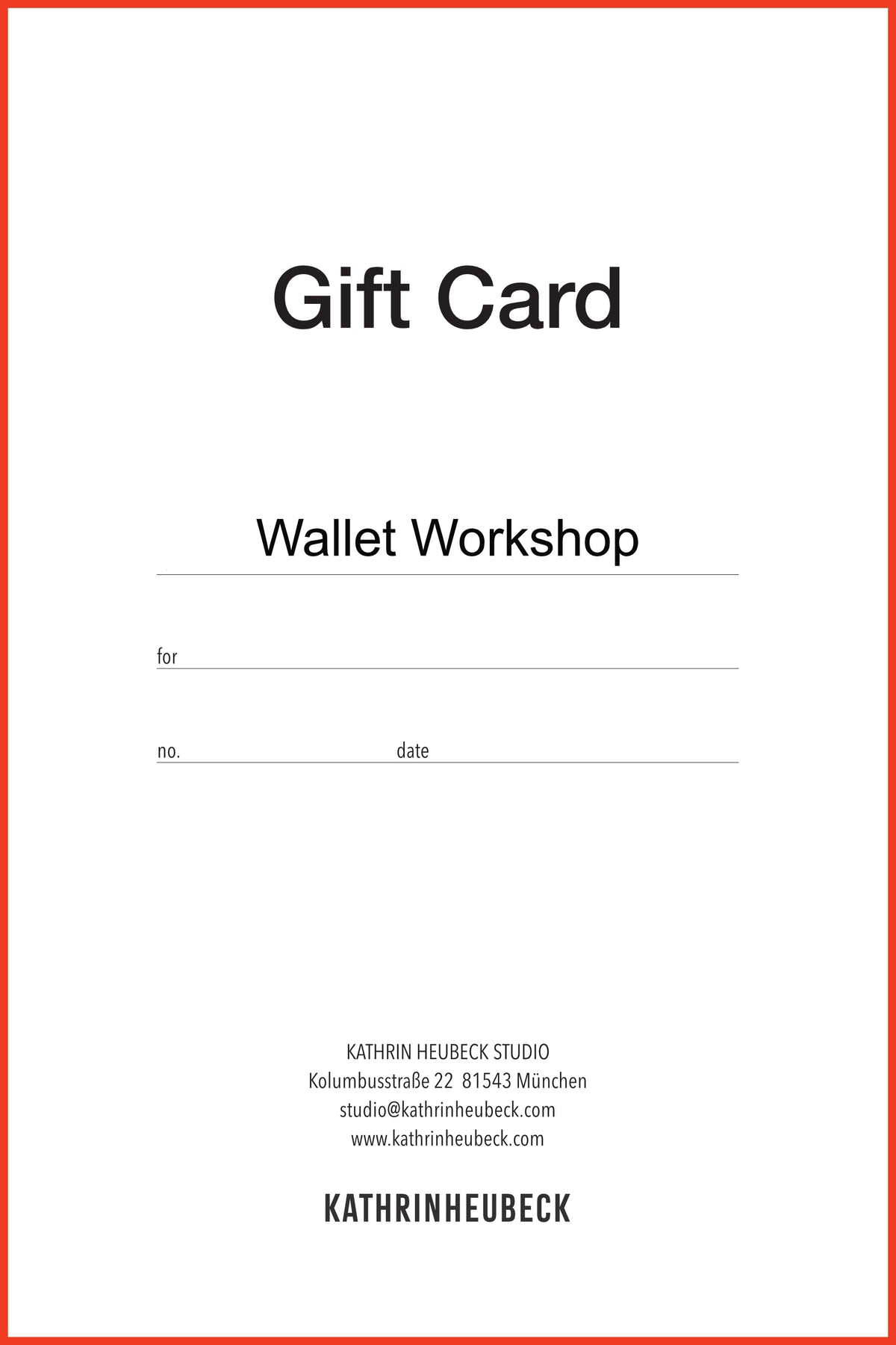 WORKSHOP GIFT CARD