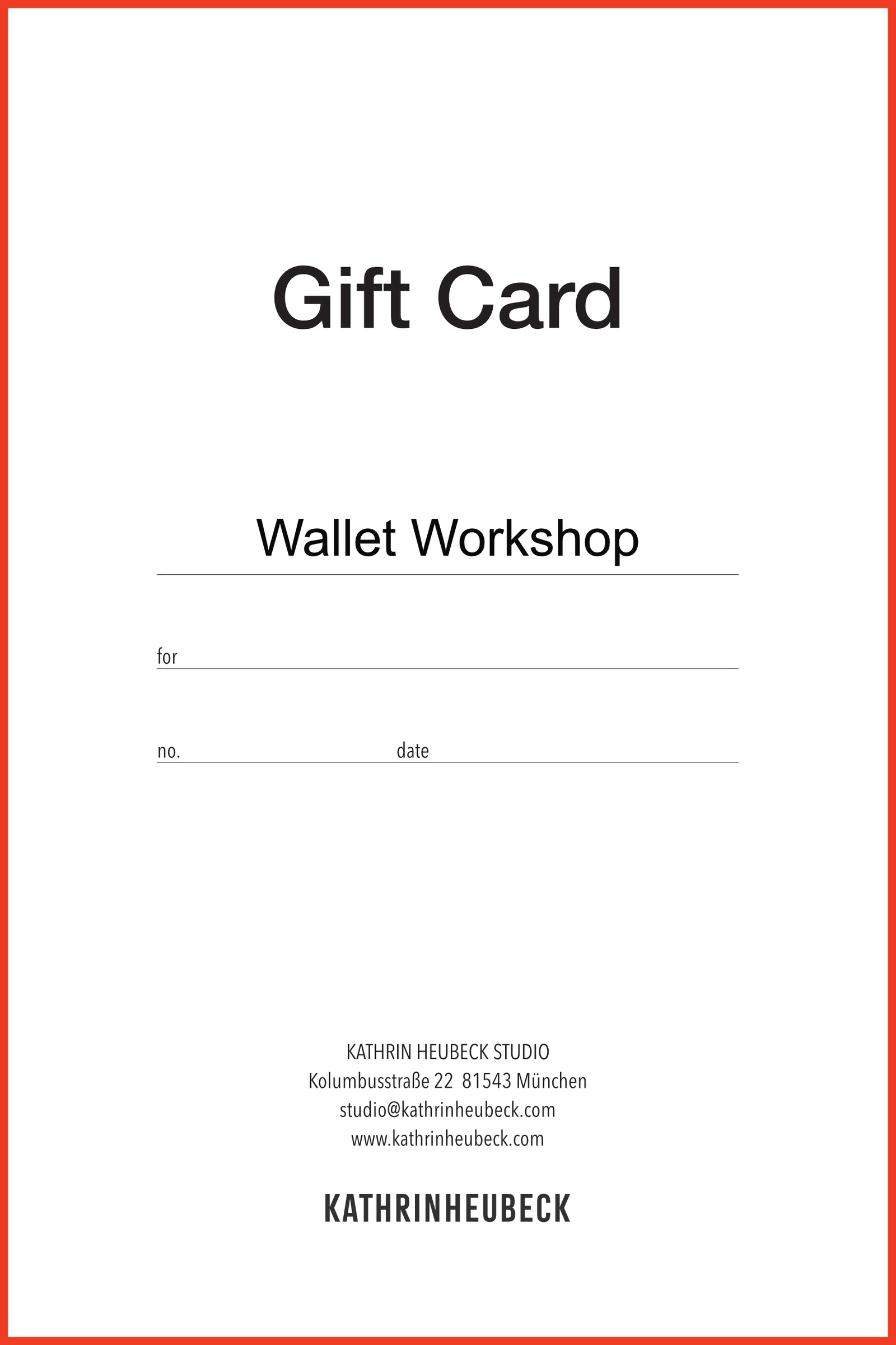 WORKSHOP GIFT CARD